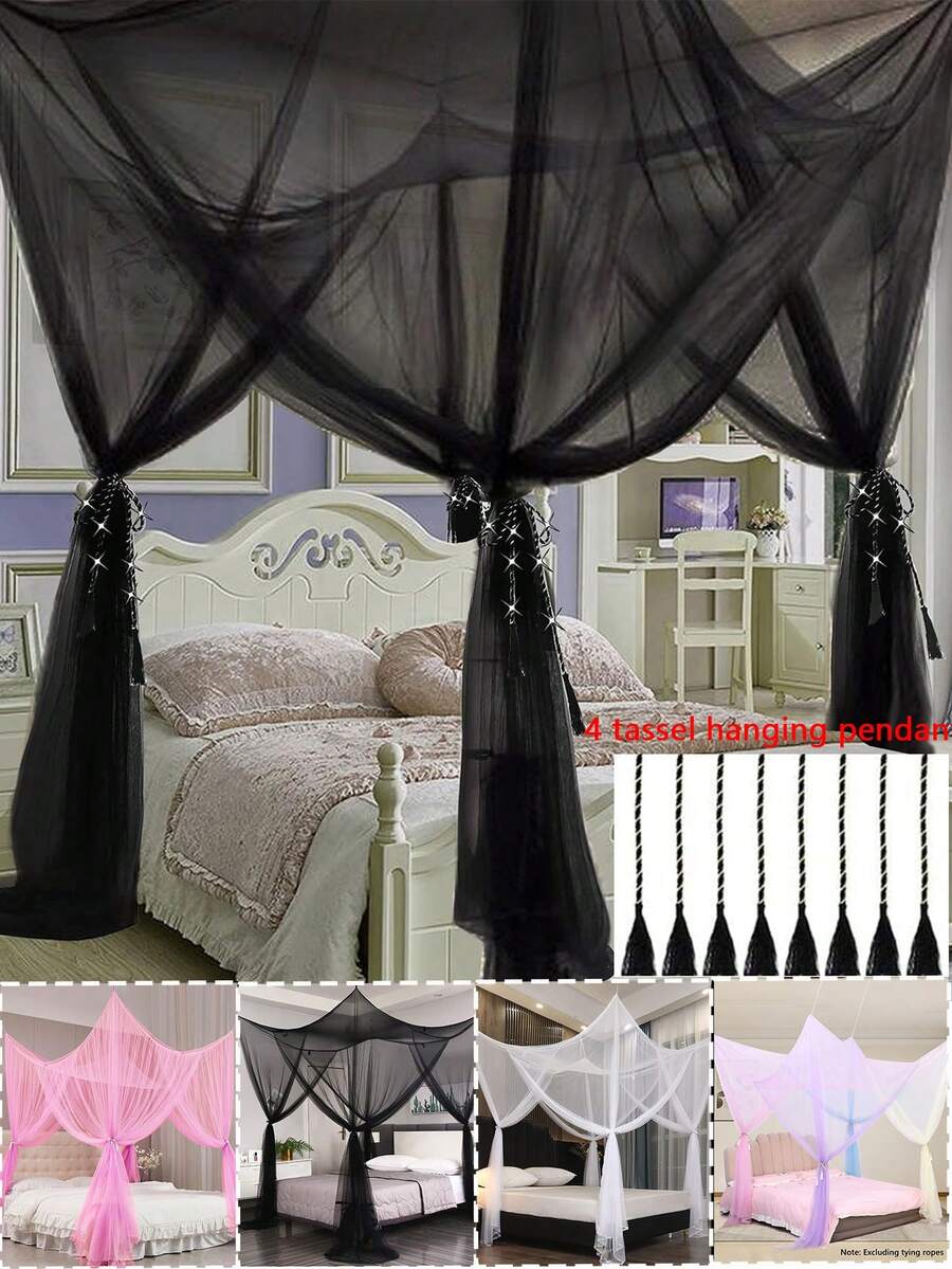 Outdoor Mosquito Net, Curtain Bed Cover, Rainbow Mosquito Net, Princess Mosquito Net, Suitable For 4-Post Bed Elegant Mosquito Net Set, Mosquito Netting With Hooks And Tassel Rope, Screen-Style Bed Cover Curtain, Mosquito Net - A - View 1