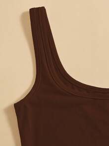 Top tank corto unicolor - Marrón Chocolate - Ver 4