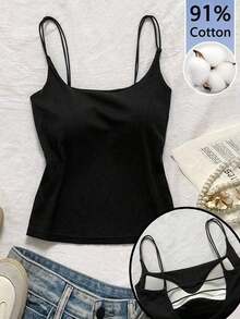 2 piezas Conjunto de camisola sin espalda ajustada para mujer, Camisola sin espalda de verano para mujer, Adecuado para el transporte diario, citas, fiestas, otoño/invierno/verano, Navidad, Año Nuevo, Acción de Gracias, fiestas, bodas, playa, ceremonias de graduación, de moda, elegante, casual, salidas, citas, reservas, transporte, brillante, Día de San Valentín, elegante, vacaciones, casual, Y2K, salidas, ceremonias de graduación y otras ocasiones. - Negro 5 - Ver 8