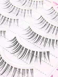 5 Pairs Manga-Style Eyelashes, Natural Look, Anime Eyelashes, Clear Band, Natural Manga Eyelashes, Korean/Japanese Style, Cosplay Eyelashes - View 2