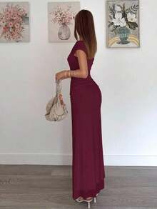 Women Midi Dresses - Bordeaux - View 2