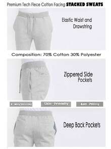 Mens Casual Tech Fleece Solid Stacked Sweat Pants Casual Pants Flare Cotton Blend - 黑色 - 查看 4