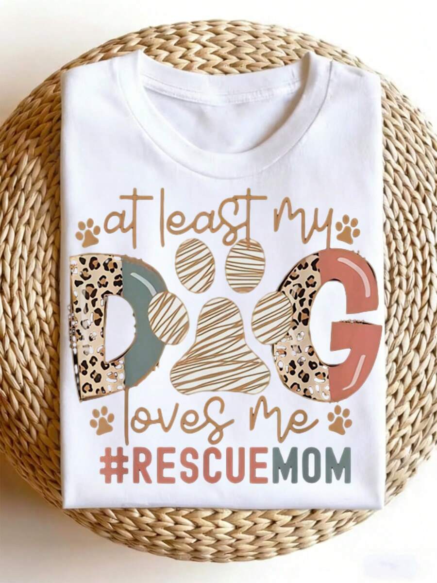 Camiseta de Algodón de Moda de Verano para Hombre y Mujer 2026.Jpg1: Mamá de Perro Mexicana Humorista, Mamá Rescatadora: Al menos mi perro me admira - Regalo - Camiseta de cuello redondo, corte regular, manga corta, atuendo casual para todas las estaciones con estampado digital por transferencia de calor, ideal para ambos. - Blanco - Ver 1
