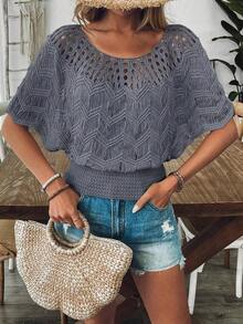Nuevo suéter de punto de ajuste ceñido de estilo casual europeo y americano para mujeres - Gris - Ver 1