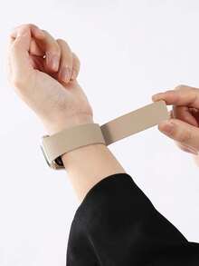 Huastonband 適用於 奶茶色荔枝紋理矽膠錶帶，適合 Series 3/2/SE/S11/S10/S9/S8/S7/S6/S5/S4/S3 Ultra，適用於 38/40/41/42/44/45/46/49mm 手錶，時尚創意設計，柔軟舒適，磁吸扣，適合戶外運動、瑜伽、健身，男女通用智慧手錶配件 - 奶茶色 - 查看 8