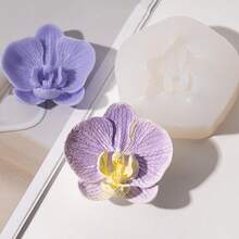 1pc Orchid Shaped DIY Candle, Wax Melt, Plaster, Silicone Mold - White - View 5
