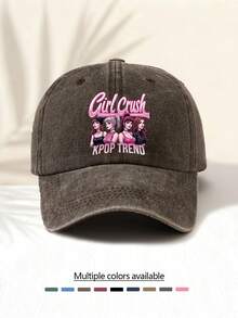 1pc Washed Baseball Cap With "GIRL CRUSH K-POP " Letter Print Pattern, Retro American Style Minimalist Casual Versatile Fashionable Unisex Accessory, Suitable For Concerts, Music Festivals, Outdoor Activities, All Seasons - Water Wash - View 20