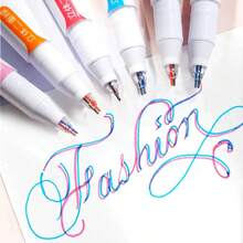 6PCS Rainbow Dual Color Pens, One Tip Two Shades, Sparkle Fluorescent Ink, For DIY Albums, Scrapbooking & Greeting Cards. - A - View 6