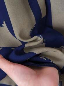 Conjunto informal de blusa de manga corta con cuello en V a rayas y pantalón de pierna ancha para mujer - Azul marino 2 - Ver 5
