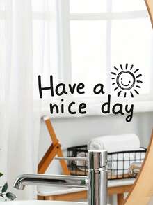 1 miếng dán gương tiếng Anh "Chúc bạn một ngày tốt lành" - Hình dán PVC chống thấm nước dùng để trang trí nhà cửa, dễ dàng dán lên kính và các bề mặt nhẵn, thiết kế hình mặt trời vui tươi, thích hợp để trang trí phòng ngủ hoặc phòng tắm. - D - Xem 3