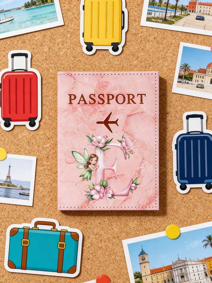 防盜PU皮革護照夾旅行錢包收納袋,印有A-Z字母花卉圖案護照保護套,中性復古商務超薄通勤多功能,身分證信用卡銀行卡夾,留學與旅行必備日常文件收納,適合女孩男孩妻子學生教師姐妹閨蜜母親的最佳禮物,情人節生日畢業季開學禮物 - 彩色 - 查看 1