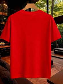 100% Cotton. Women's Casual Graphic T-Shirt, Made Of Soft Cotton, With A Comfortable, Relaxed Fit And A Unique Graphic Print. Women's Simple Solid Color T-Shirt, Loose And Slim Fit Casual Short Sleeve - 紅色的 - 查看 4