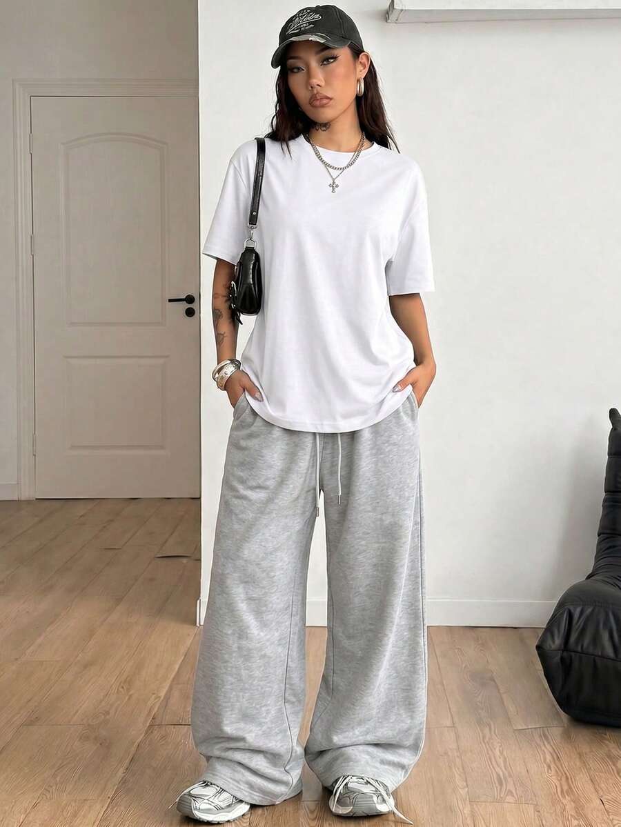 LQTY 春夏女款休閒白色圓領 T 恤兩件組 優雅風 - 彩色 - 查看 1