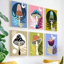 8x12英寸/6件套数码油画套装，适合成人和初学者，无框，DIY简易丙烯颜料套装，家居装饰工艺品，生日、父亲节、圣诞节、母亲节和情人节的理想礼物 - 多色 - 查看 8