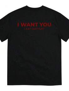 I Want You, But You Can't Flirt - Shirt | Casual Crew Neck, Slightly Stretchy Fabric, Regular Fit, Funny Quote Printed For Him And, All Seasons, Men's Summer Outfit. - Black - View 7