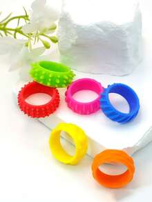 6pcs Silicone Finger Spinner Rings - Sensory Toys With Varied Textures And Color Combinations, Helpful For Maintaining Calmness And Focus, Suitable For Classroom Rewards, Birthday Gifts, And Travel Entertainment - Multicolor - View 9