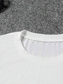 - Camiseta de cuello redondo de gran tamaño para mujer - Estampado gráfico "Unbothered By Negative Souls" con cadenas doradas y letras, camiseta casual de verano, tela transpirable de elasticidad media, diseño con mensaje positivo para confianza diaria - Camisetas unisex de algodón estampado vintage casual de verano para parejas - 100% algodón - Blanco - Ver 5