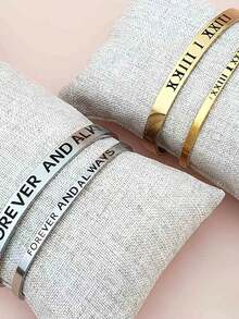 Gelang Pasangan Terbuka Stainless Steel Kustom, Diukir dengan Kata-kata Cinta, Nama, dan Tanggal, Terbuat dari Stainless Steel 304L, Hadiah Natal. - Beraneka warna - View 7