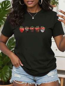 Camiseta genial con estampado de fresas, camiseta retro con gráfico de fresas, camiseta vintage con ilustración de frutas, regalo para amantes de las bayas, ropa de estilo retro, regalos perfectos para abuela y madre. - Negro - Ver 7