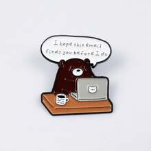 Funny Quote Enamel Brooch Set, Bear Laptop ADHD Letter Pins For Backpack, Bag & Jacket Decor - Multicolor - View 8