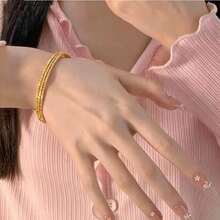1 chiếc vòng tay dây đàn hồi, vòng tay nhiều lớp xoắn màu bạc thời trang, vòng tay quyến rũ lấp lánh đa năng. - Năm vòng tròn có hạt tròn ở cả hai đầu - Xem 6