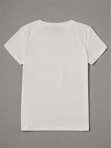 Short Sleeve Figure Print Crew Neck T-Shirt For Spring & Summer, Casual Women's Clothing - White - View 2