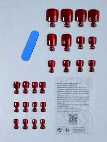 Bộ 24 móng chân giả acrylic màu đỏ pha lê mắt mèo phong cách Y2K, vừa khít hoàn hảo, kèm 1 keo dán và 1 dũa móng, thích hợp cho phụ nữ và bé gái sử dụng hàng ngày trong mùa hè. - Đỏ - Xem 3