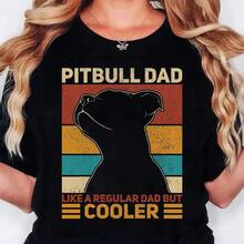 Women's T-Shirt With Cartoon Pitbull Graphic, Fun Farm Style, Y2K Streetwear, Casual Short Sleeve Summer T-Shirts - Vintage Urban Style, Unisex Loose Fit Cotton Crew Neck Short Sleeve T-Shirt - 黑色 - 查看 6