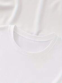 Short-Sleeved, Round-Neck, Casual T-Shirt With "Happy Birthday" Print, Women's Clothing. Elegant Party Outfit, T-Shirt For Elegant Ladies, Blouses Suitable For Curvy Women, Casual Wear, Cool And Sweat-Free Summer Clothing, Fun Letter Print. - 白色 - 查看 5