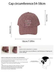 Plaid Letter Embroidered Soft Top Baseball Cap, Unisex Versatile Sun Protection Casual Peaked Cap, Spring/Summer - One Bubble Check - View 3