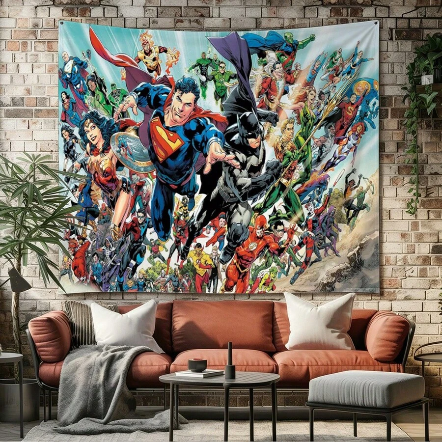 1pc Classic M Arvel Superheroes Timeless Collection Tapestry Avengers S Pider-Man Wolverine I Ron Man Group Photo Living Room Bedroom Wall Hanging Decor Boys Room Gaming Room Game Room Scene Layout Anime Fans Gathering Photography Background Dorm Aesthetic Art Wall Hanging Table Backdrop - Nhiều màu - Xem 1