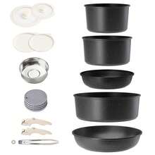 RIOVARM Induction Non Stick Frying Pan And Pot Set With Lids, Granite Cookware Set With Detachable Handles, Stackable Kitchen Cookware With Removable Handles, Camping Frying Pan Set - View 1