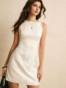 mini elegante sin mangas de unicolor, estilo de oficina - Blanco 2 - Ver 2
