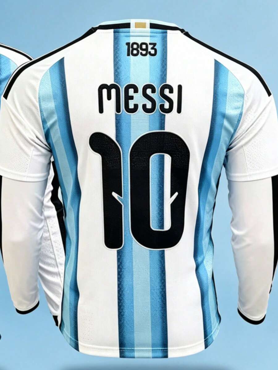 2026 FIF.A World Cup Argentina Home Long Sleeve Football Jersey Me.Ssi No.10 - 藍白色 - 查看 1