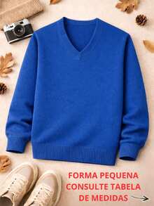 Boys' Junior Sweater, V-Neck Knit Sweater – Basic And Comfortable, Autumn/Winter 2026. - Sky Blue - View 1
