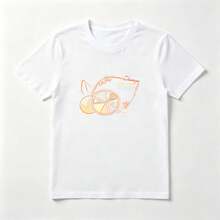Rodaja de Naranja Playera de Algodón Blanca Estilo Lineal Fresca - Blanco - Ver 1