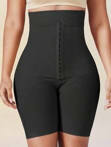 1 Piece Women's High Waist Shaper, Apricot Color, Center Snap Closure, Adjustable, Slimming Waist And Butt Lifting Effect, Flat Tummy Bodysuit, Shorts, Sexy Lingerie, Waist Trainer, High Waist Shapewear Pants - 黑色 - 查看 7