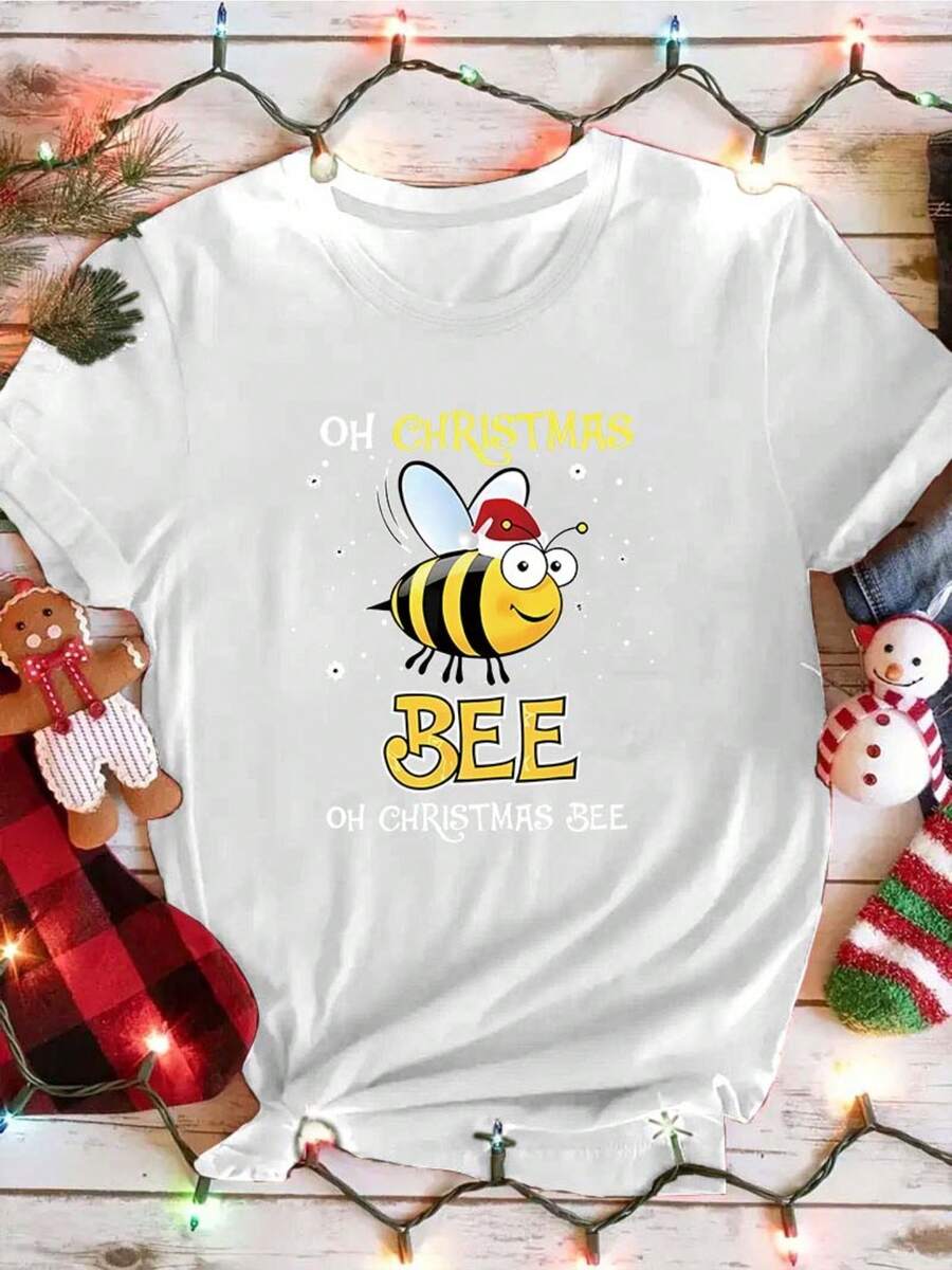 Camiseta de talla grande para mujer, casual y de moda con estampado, tallas 0-8XL, capa base de moda para salidas diarias, estilo, adecuada para todas las estaciones, ropa casual. Camiseta de manga corta y cuello redondo disponible en varios colores, camiseta divertida para mujer, regalo festivo. - Blanco - Ver 1