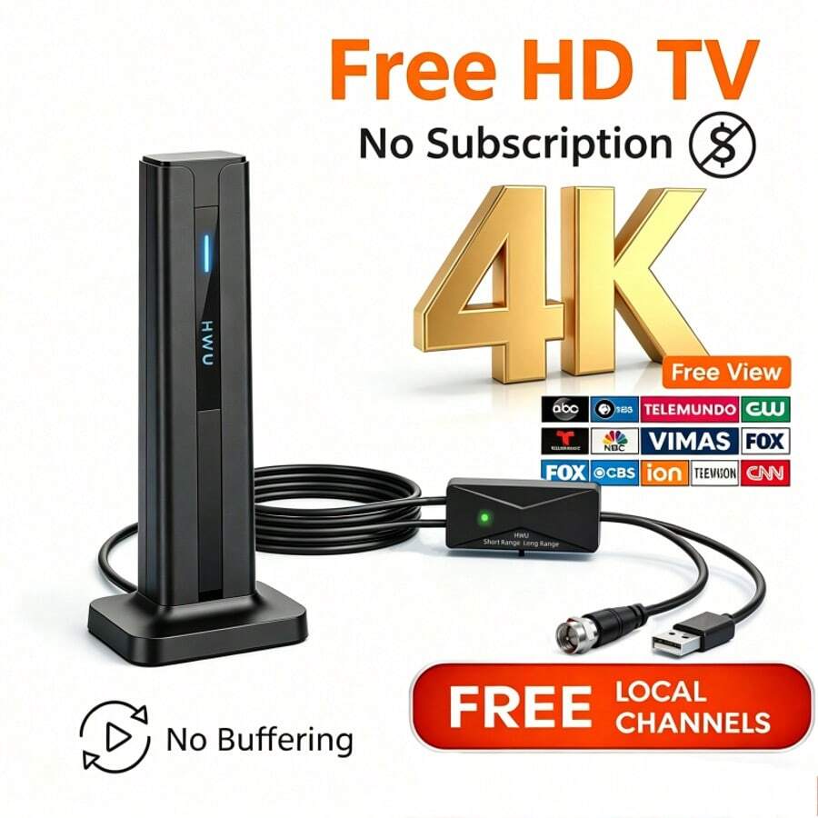 Digital HD TV Antenna Indoor, 4K 1080P Long Range, High-Quality Signal For Home Entertainment - Xem 1