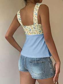 tirantes con cordón blanca casual para mujer, top para exteriores, vacaciones, lindo top de verano - Multicolor - Ver 3