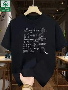 Camiseta con Estampado de Examen de Matemáticas, Cuello Redondo, Diseño Divertido para Estudiantes - Negro - Ver 1