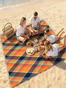 1pc Foldable Thin Outdoor Picnic Mat, Easy To Store, Suitable For Park Lawn, Beach, Camping, Hiking, Outdoor Gathering, Family Leisure, And More Scenarios, All Season Use - D - View 1