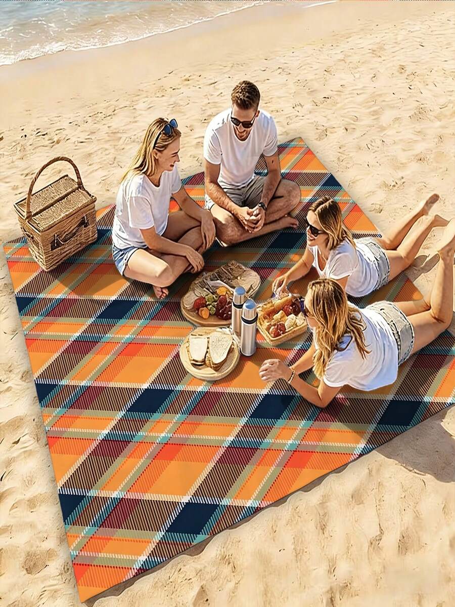 1pc Foldable Thin Outdoor Picnic Mat, Easy To Store, Suitable For Park Lawn, Beach, Camping, Hiking, Outdoor Gathering, Family Leisure, And More Scenarios, All Season Use - D - View 1