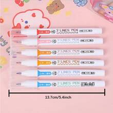 6PCS Rainbow Dual Color Pens, One Tip Two Shades, Sparkle Fluorescent Ink, For DIY Albums, Scrapbooking & Greeting Cards. - A - View 7