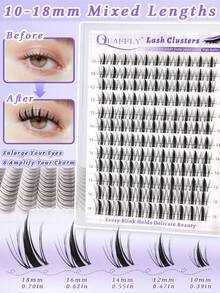 Bộ 252 sợi mi giả C-Curl QUAFFLY làm từ lông thỏ và mi giả kiểu hoạt hình, độ dày 10-18mm, mỏng tự nhiên, phù hợp cho sử dụng hàng ngày và người mới bắt đầu. - Xem 2