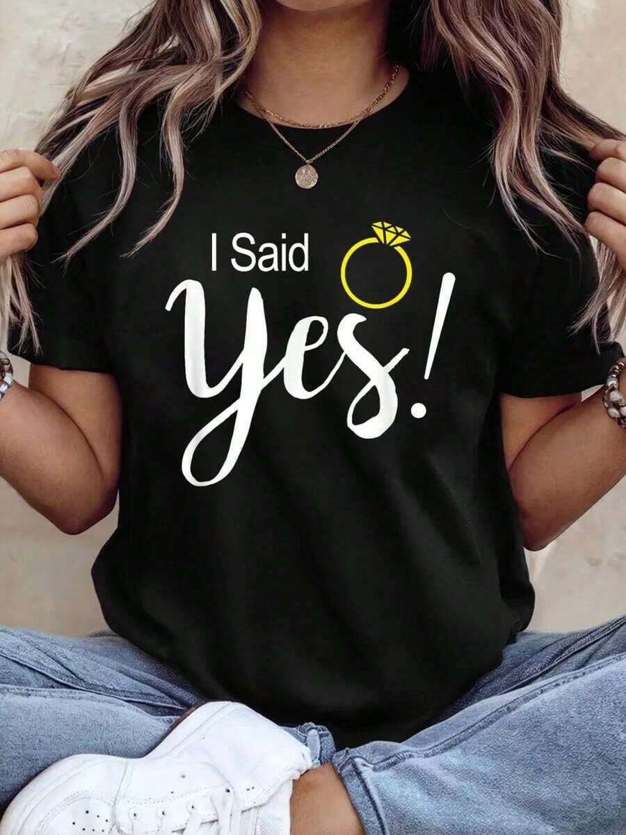 I Said Yes, Future Wife, Engagement Shirt - Black - View 1