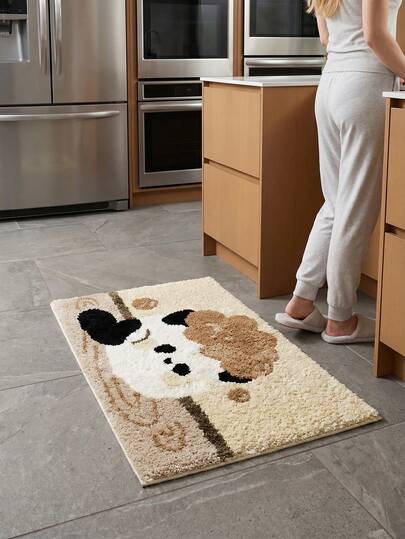 1 Stück süßer Panda Bad Muster Badezimmer Bodenmatte, Imitat Kaschmir flauschige Türmatte, bequemer rutschfester Eingangsteppich, geeignet für Dekoration in Schlafzimmern, Badezimmern, Küchen und Eingangsbereichen