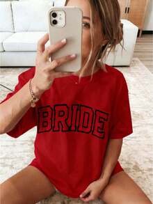 New 2026 Collection: Cotton T-Shirt For Bride, Minimalist T-Shirt For Bride, Wedding, Bachelorette Party, Aesthetic T-Shirt For Bride 3XL, Classic Thick Cotton Short Sleeve Graphic Print T-Shirt For Bachelorette Party, Casual Short Sleeve Top For Women, Short Sleeve Sports T-Shirt. - 黑色 - 查看 9