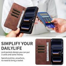 Business Style PU Leather Flip Phone Case, Shockproof Anti-Fall Wallet Cover With Stand Function For Galaxy S8/S9/S10/S20/S21/S22/S23/S24/S25/S26/Plus/FE/Ultra/Note 10/Note 20 - Brown - View 6