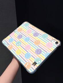 Smiley World SmileyWorld® | 1個防震全包覆TPU透明平板保護殼，彩色笑臉與條紋背景圖案，新款相容於Air2 2014(9.7吋)、Air4 2020(10.9吋)、Pro 11(M4)2024(11吋)、11 2025(11吋)、7 2019(10.2吋)、Pro 13(M4)2024(13吋)、8 2020(10.2吋)、10 2022(10.9吋)、Air3 2019(10.5吋)、5 2017(9.7吋)、6 2018(9.7吋)、Air5 2022(10.9吋)、Pro 11 2021(11吋)、Pro 11 2020(11吋)、Pro 12.9 2018(12.9吋) - 彩色 - 查看 3